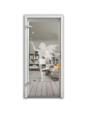 Ganzglastür Fee Gelasert Auf Klarglas