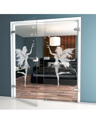 Ganzglastür Fee Gelasert Auf Klarglas