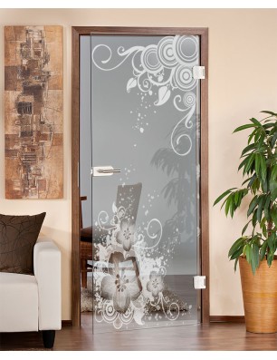 Ganzglastür Blume 11 Gelasert Auf Klarglas