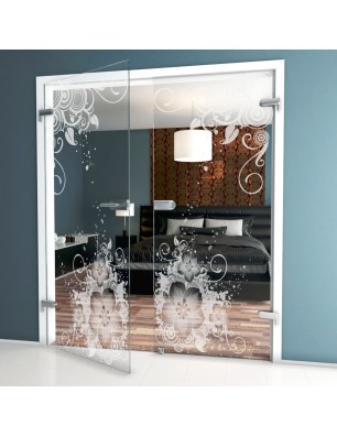 Ganzglastür Blume 11 Gelasert Auf Klarglas