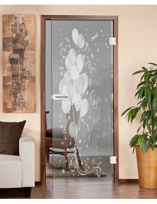 Ganzglastür Balong Gelasert Auf Klarglas