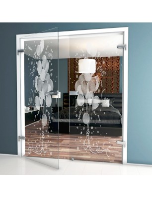 Ganzglastür Balong Gelasert Auf Klarglas