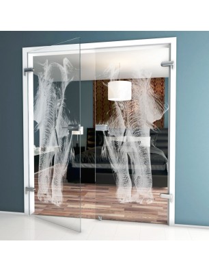 Ganzglastür Elefant Gelasert Auf Klarglas