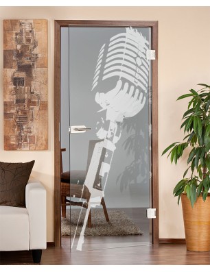 Ganzglastür Mikrofon Gelasert Auf Klarglas