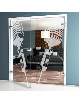 Ganzglastür Mikrofon Gelasert Auf Klarglas