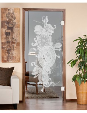 Ganzglastür Time Gelasert Auf Klarglas