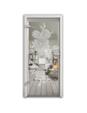 Ganzglastür Time Gelasert Auf Klarglas