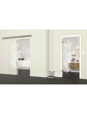 Ganzglastür Time Gelasert Auf Klarglas