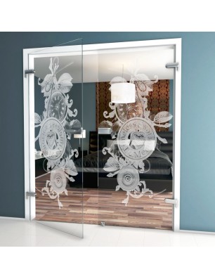 Ganzglastür Time Gelasert Auf Klarglas