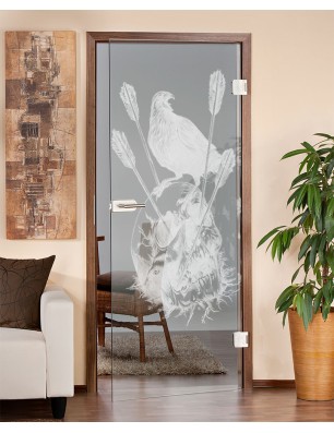 Ganzglastür Skull 2 Gelasert Auf Klarglas