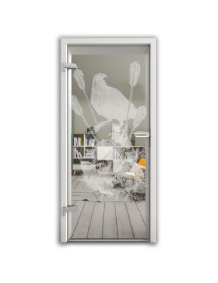 Ganzglastür Skull 2 Gelasert Auf Klarglas