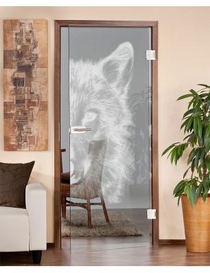 Ganzglastür Wolf 4 Gelasert Auf Klarglas