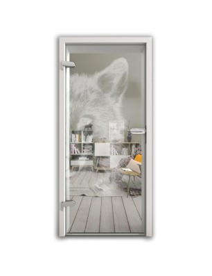 Ganzglastür Wolf 4 Gelasert Auf Klarglas