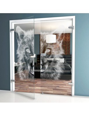 Ganzglastür Wolf 4 Gelasert Auf Klarglas