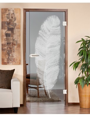 Ganzglastür Feder Gelasert Auf Klarglas