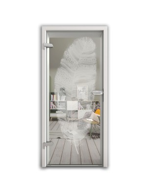 Ganzglastür Feder Gelasert Auf Klarglas