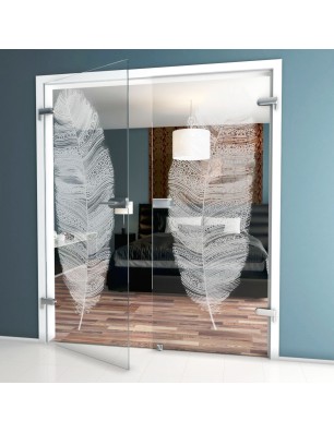 Ganzglastür Feder Gelasert Auf Klarglas