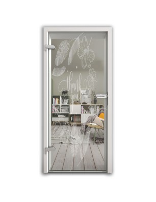 Ganzglastür Thank You Gelasert Auf Klarglas