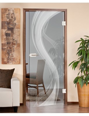 Ganzglastür Abstrakt 2 Gelasert Auf Klarglas