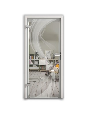 Ganzglastür Abstrakt 2 Gelasert Auf Klarglas