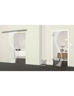 Ganzglastür Abstrakt 2 Gelasert Auf Klarglas