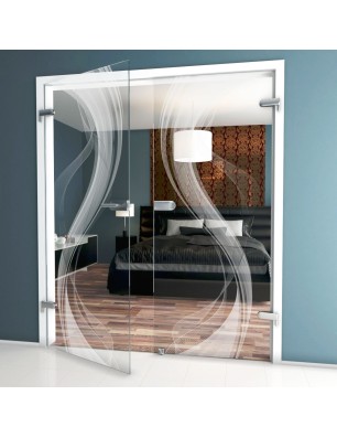 Ganzglastür Abstrakt 2 Gelasert Auf Klarglas