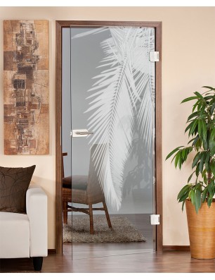 Ganzglastür Blätter 2 Gelasert Auf Klarglas