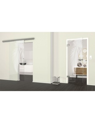 Ganzglastür Blätter 2 Gelasert Auf Klarglas