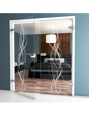 Ganzglastür Abstrakt 3 Gelasert Auf Klarglas