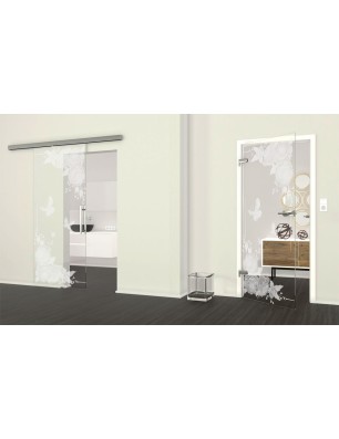 Ganzglastür Blume 5 Gelasert Auf Klarglas