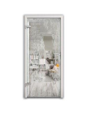 Ganzglastür Vintage flowers Gelasert Auf Klarglas