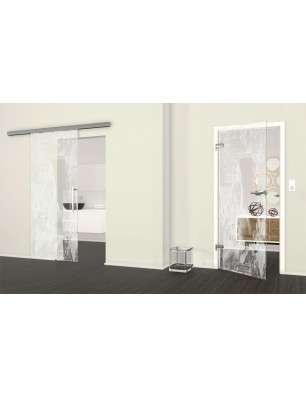 Ganzglastür Vintage flowers Gelasert Auf Klarglas