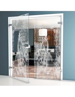 Ganzglastür Vintage flowers Gelasert Auf Klarglas