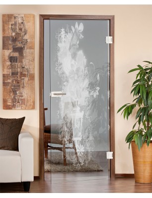 Ganzglastür Blume 6 Gelasert Auf Klarglas