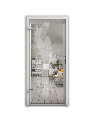 Ganzglastür Blume 6 Gelasert Auf Klarglas