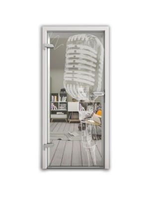 Ganzglastür Mikrofon II Gelasert Auf Klarglas