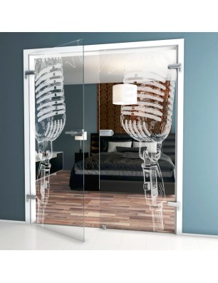 Ganzglastür Mikrofon II Gelasert Auf Klarglas