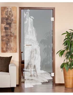 Ganzglastür Landscape Gelasert Auf Klarglas