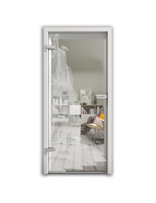 Ganzglastür Landscape Gelasert Auf Klarglas