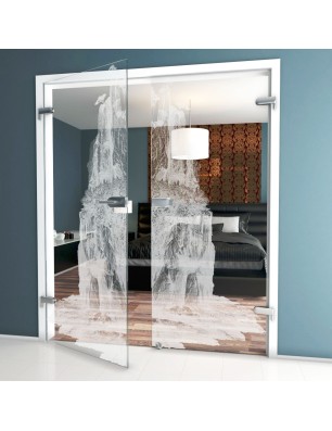 Ganzglastür Landscape Gelasert Auf Klarglas