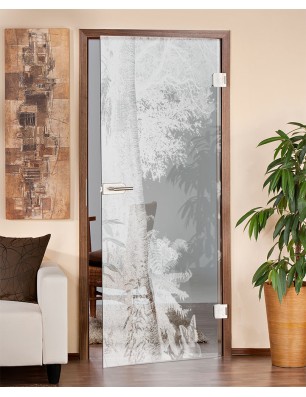 Ganzglastür Wald Gelasert Auf Klarglas