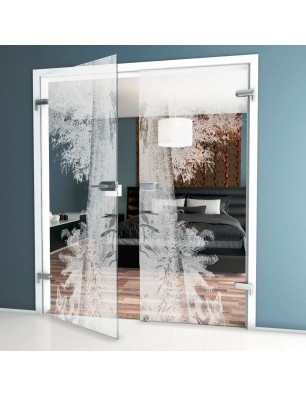 Ganzglastür Wald Gelasert Auf Klarglas