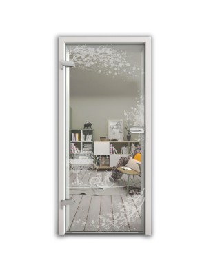 Ganzglastür Herbst Gelasert Auf Klarglas