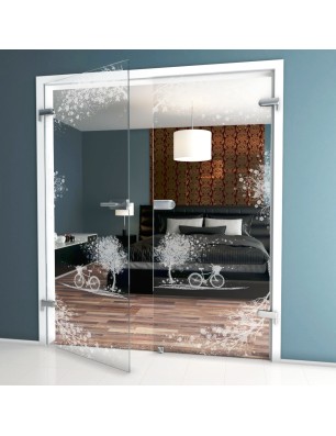 Ganzglastür Herbst Gelasert Auf Klarglas