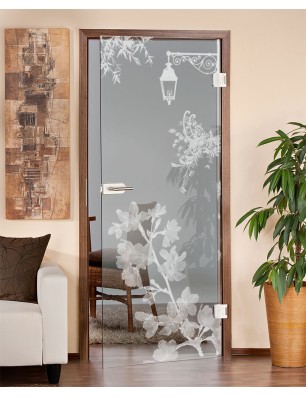 Ganzglastür Streetlamp Gelasert Auf Klarglas