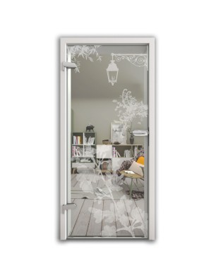 Ganzglastür Streetlamp Gelasert Auf Klarglas