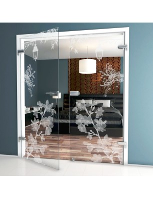 Ganzglastür Streetlamp Gelasert Auf Klarglas