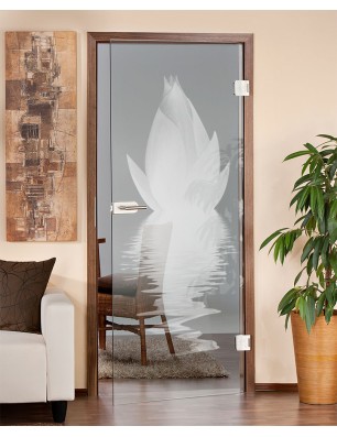 Ganzglastür Lotus Gelasert Auf Klarglas