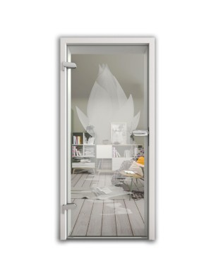 Ganzglastür Lotus Gelasert Auf Klarglas