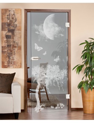 Ganzglastür Night Gelasert Auf Klarglas